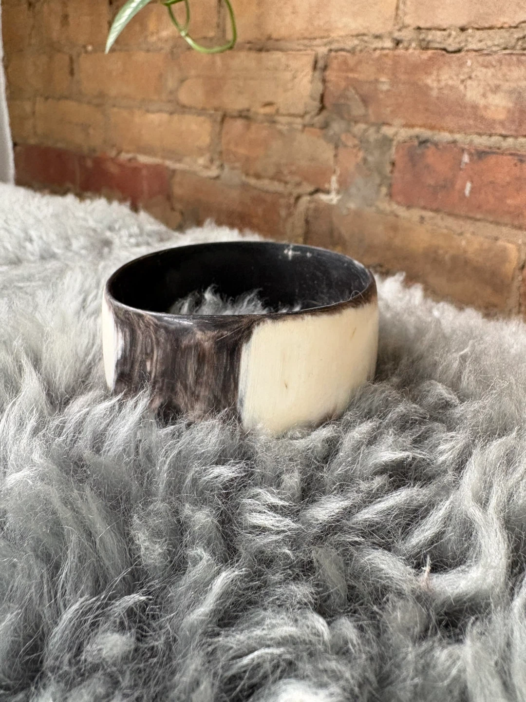 Black & White Genuine Horn Bangle Bracelet