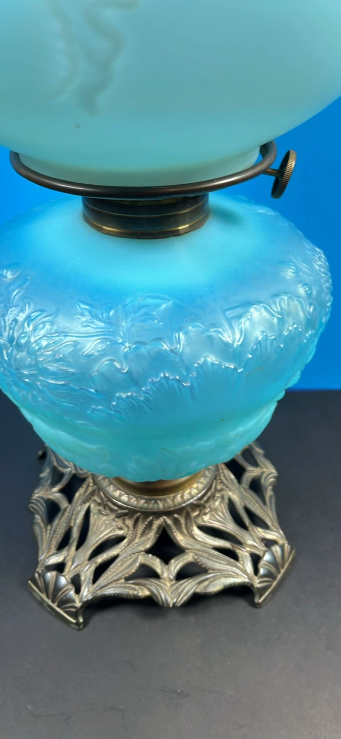 Antique Light Blue Oil Lamp - photo 3