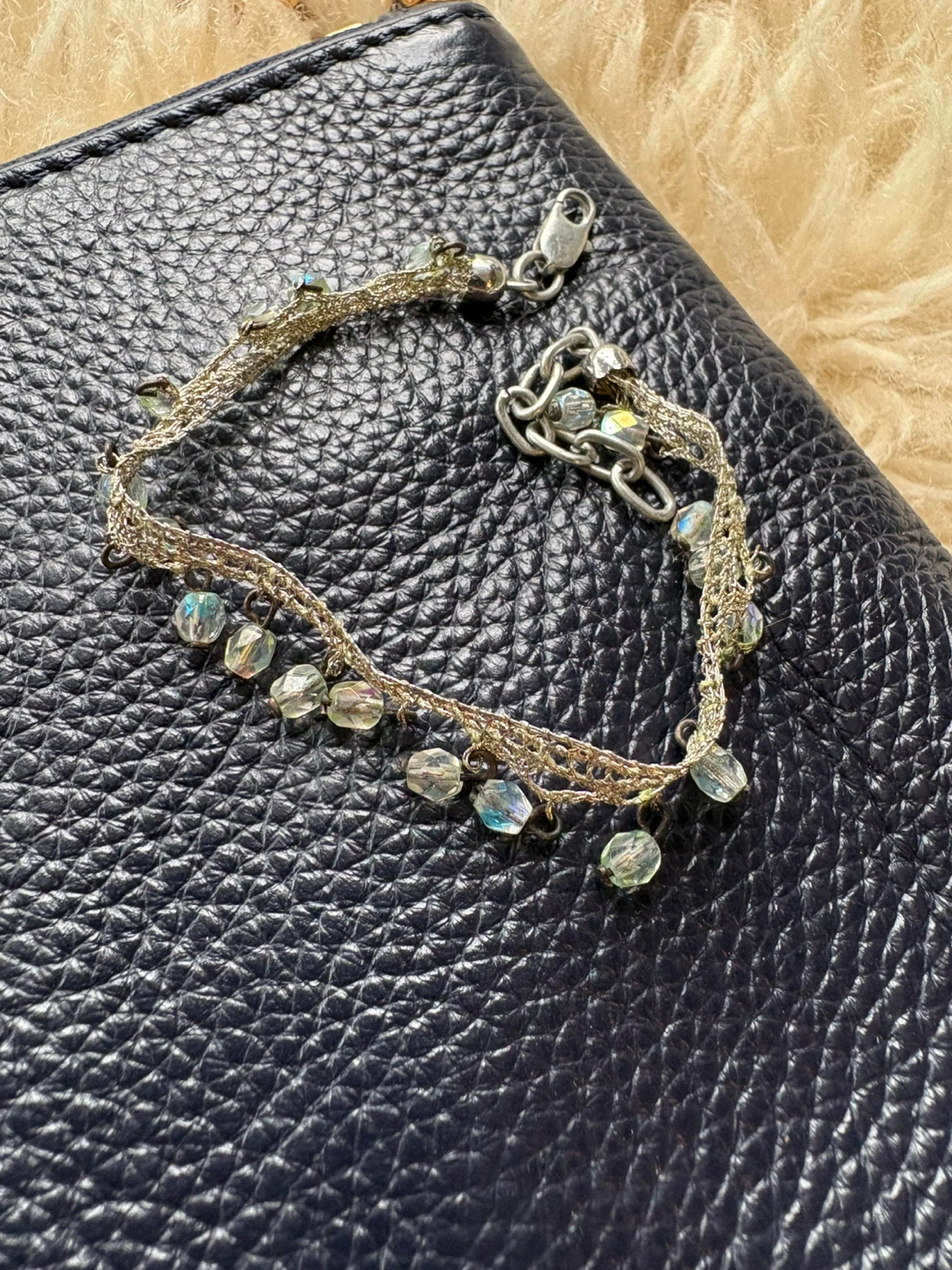 Delicate Beaded Crocheted Silver Wire Bracelet - photo 2