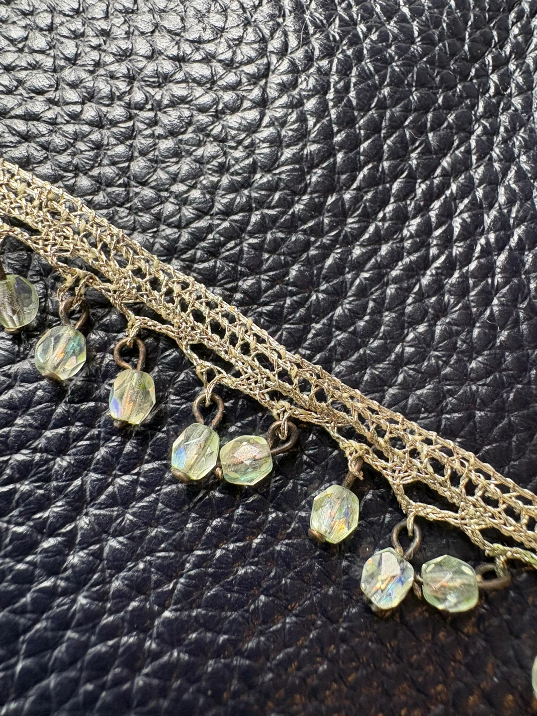 Delicate Beaded Crocheted Silver Wire Bracelet