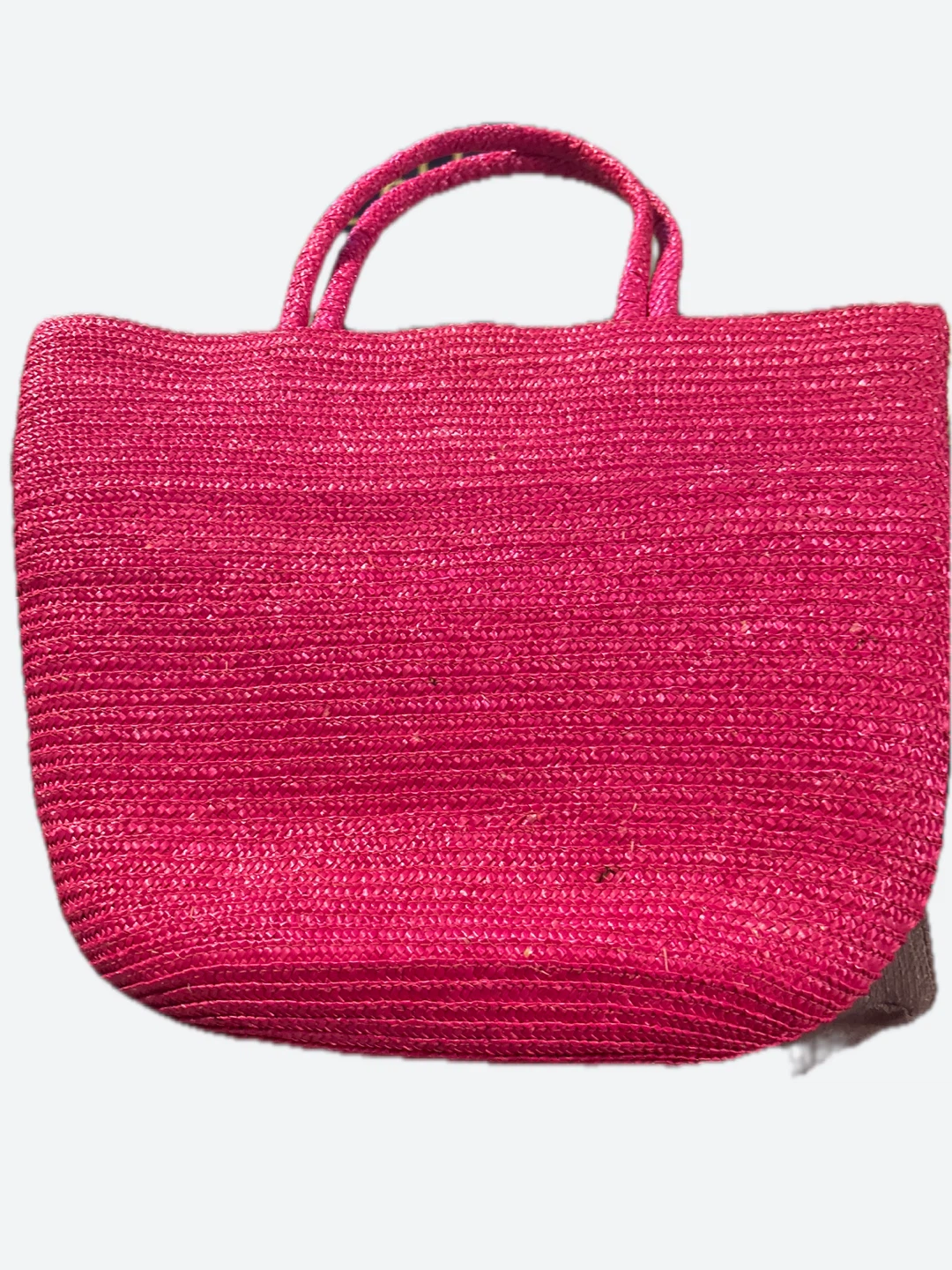 Pink Straw Hat and Tote Bag Set