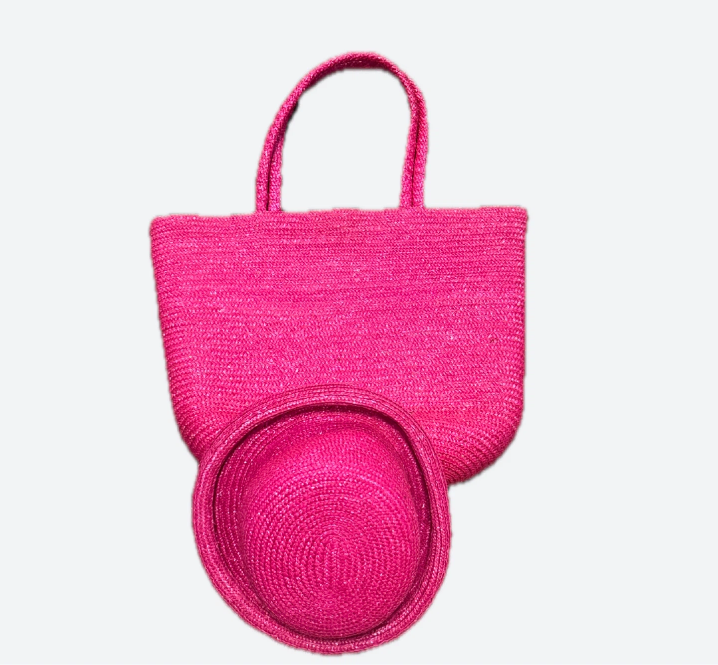 Pink Straw Hat and Tote Bag Set - photo 2