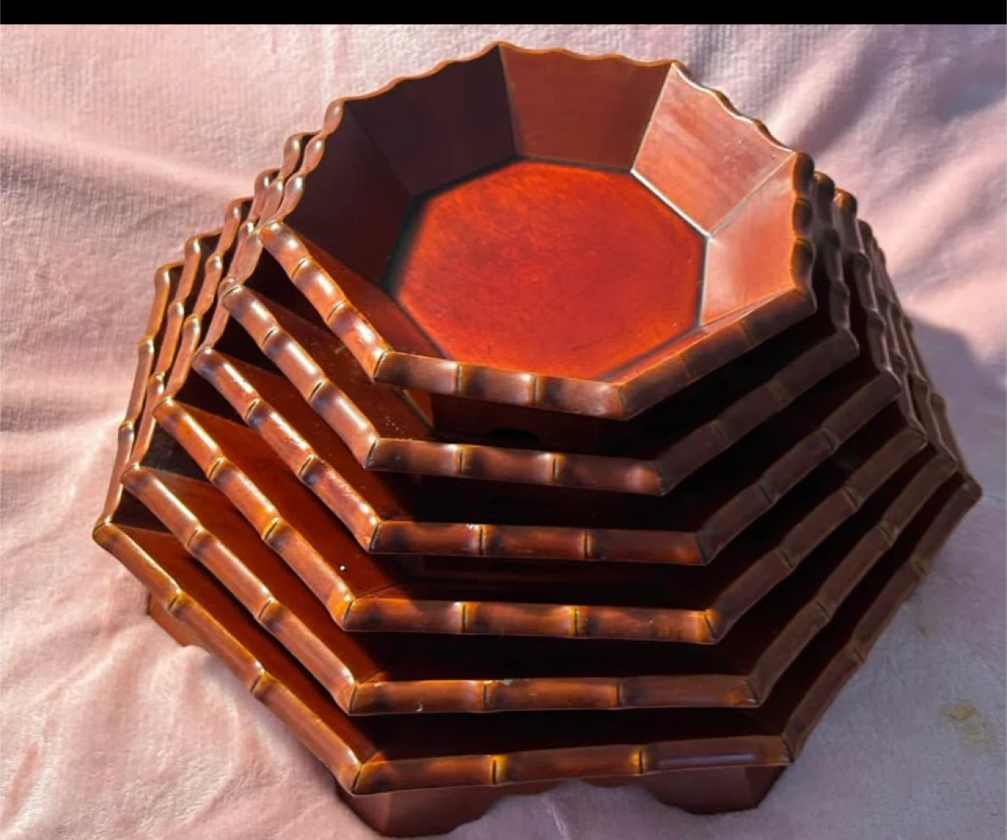 Vintage High-Quality Korean Wooden Tray Set (6 pcs)