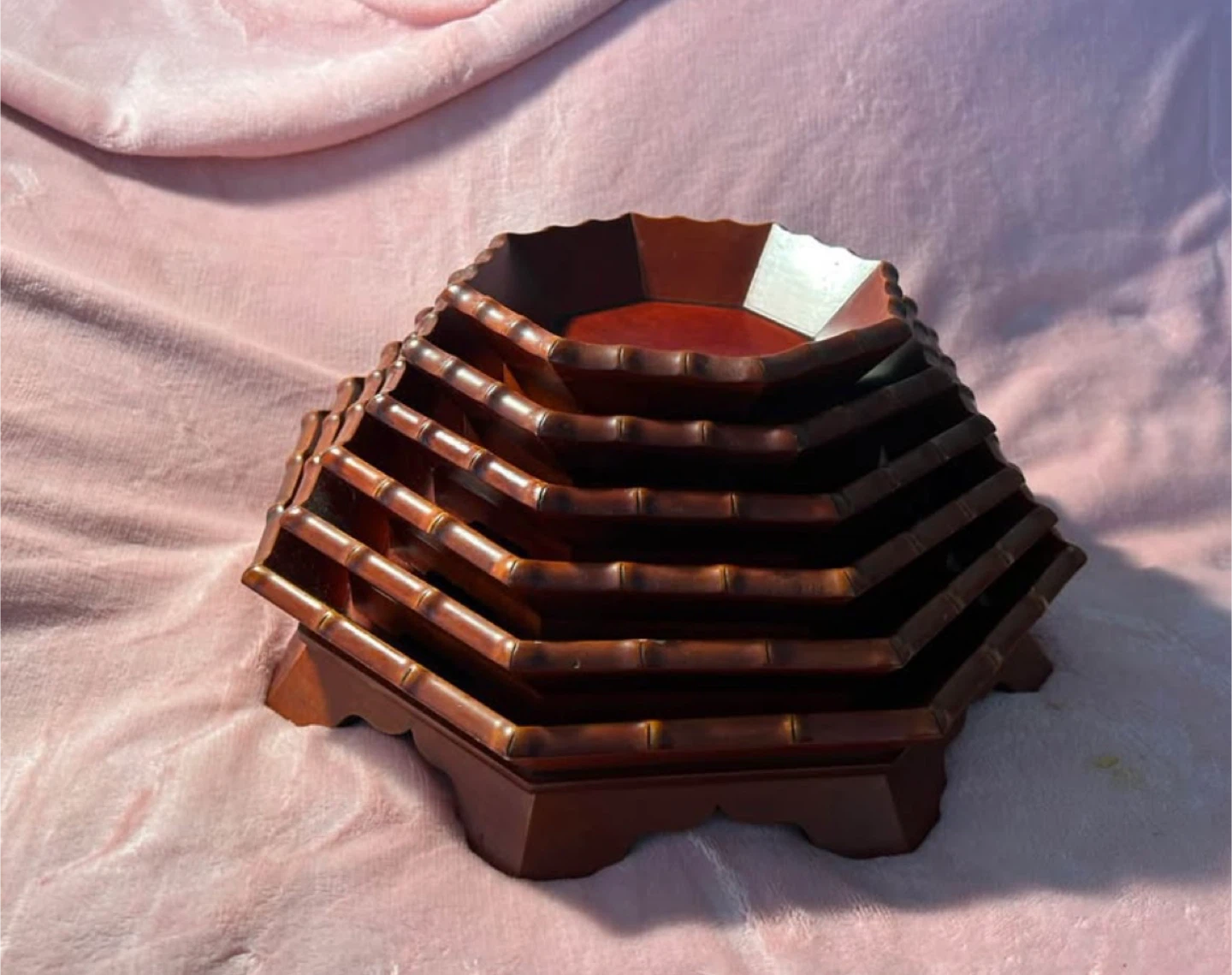Vintage High-Quality Korean Wooden Tray Set (6 pcs) - photo 2