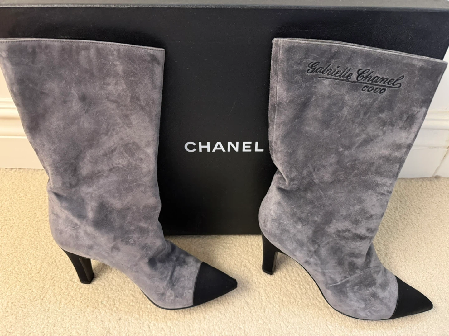 Chanel Gabrielle Coco Grey Suede Boots