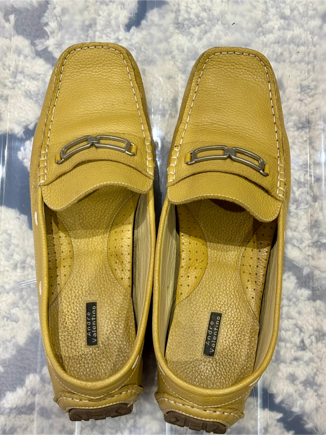 Andre Valentino Yellow Leather Loafers  Size 39