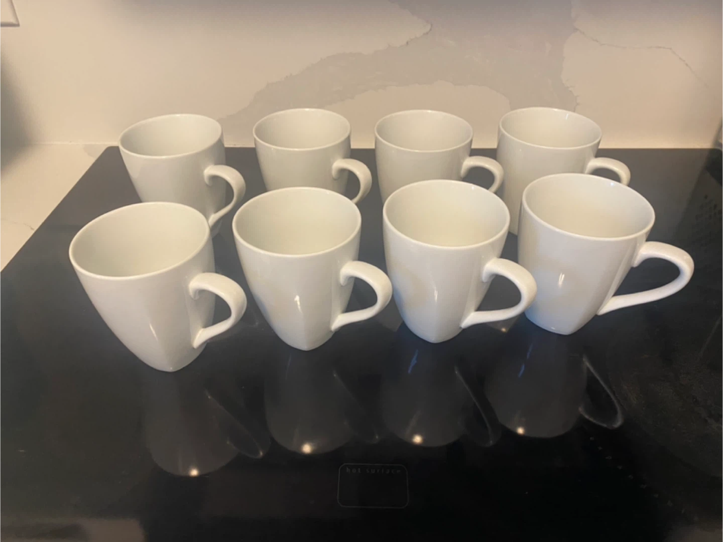 Set of 8 White Coffee Mugs
