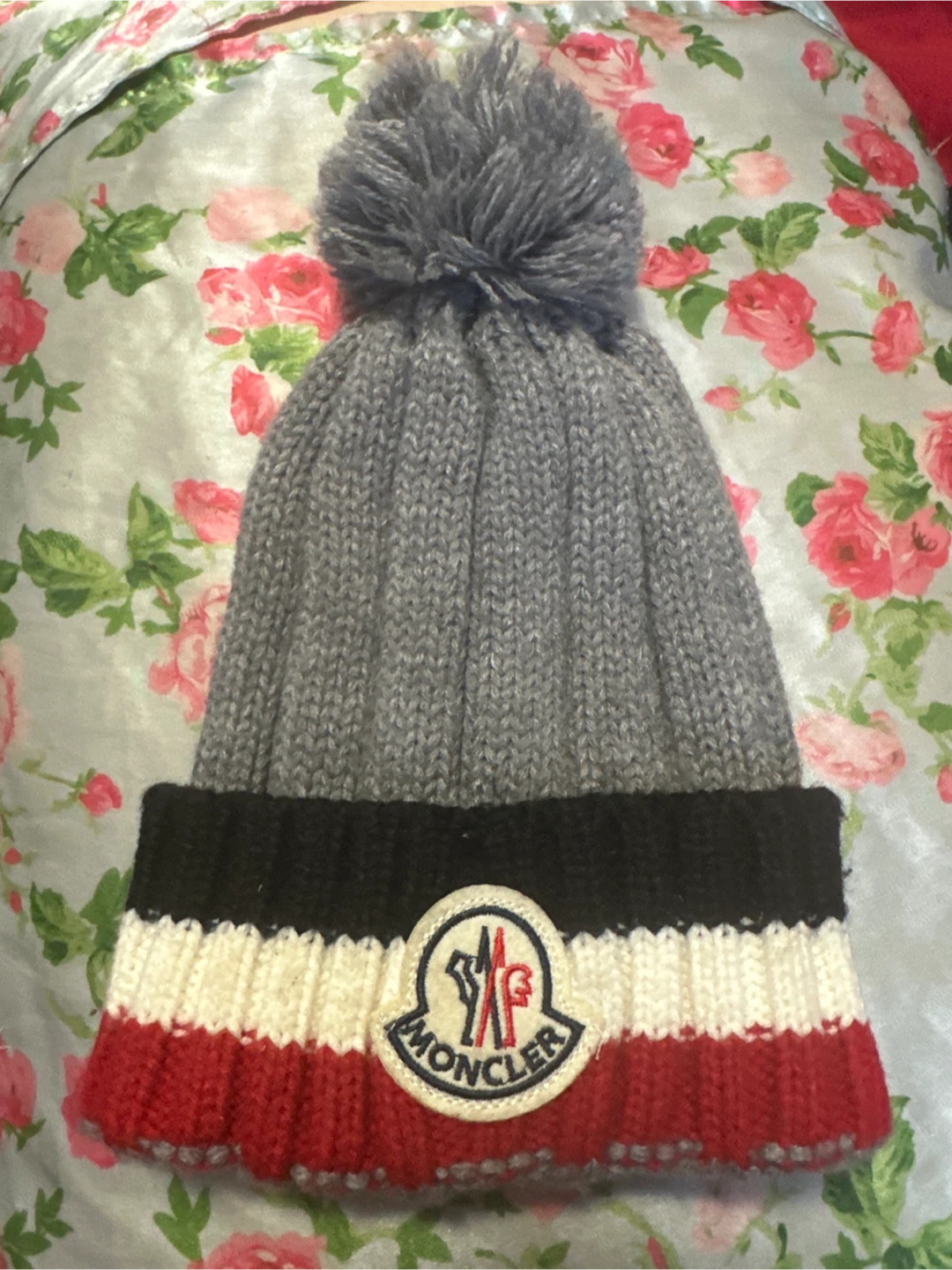Moncler Grey Knit Beanie