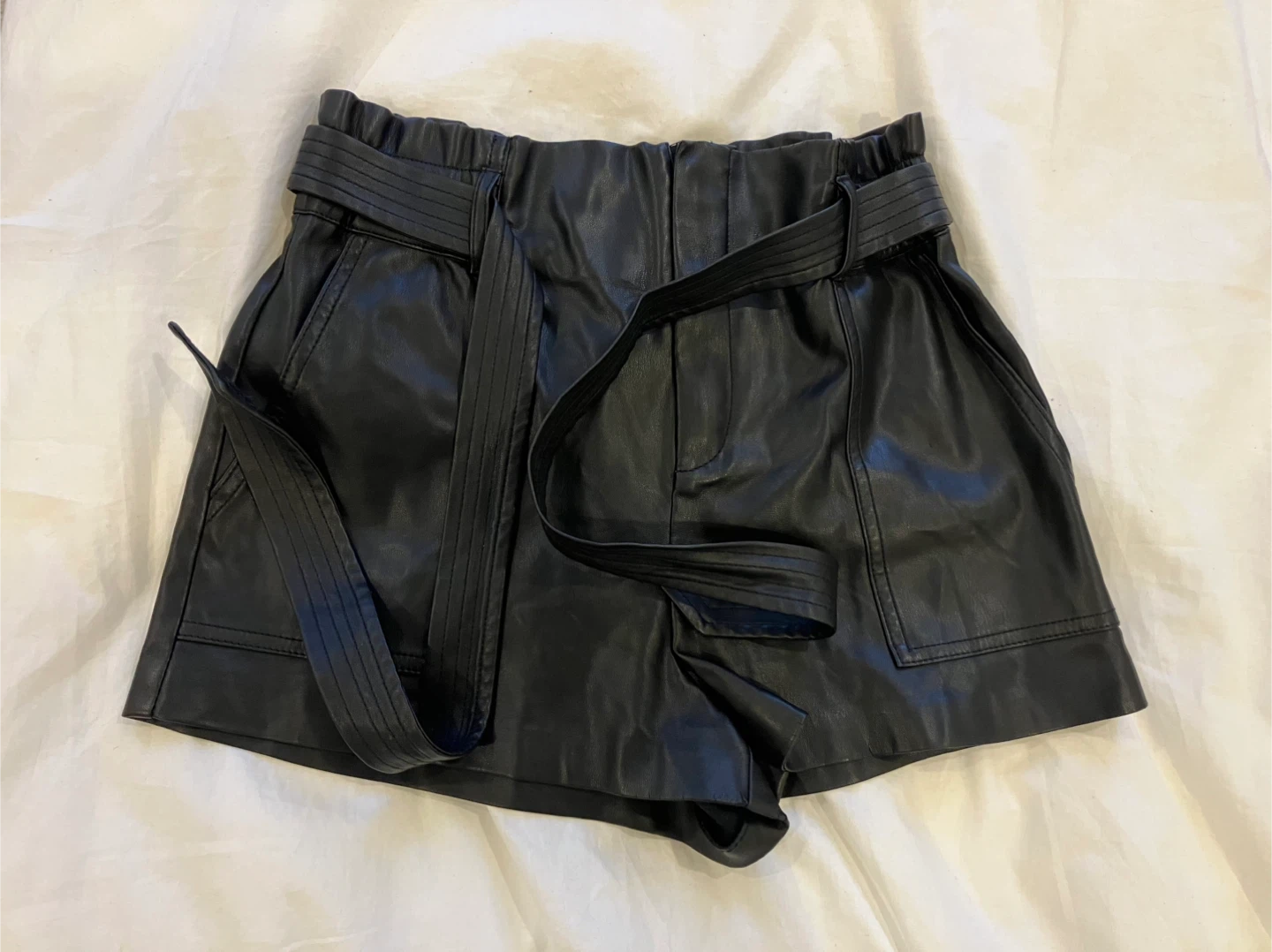Zara Black Faux Leather Shorts - Size S