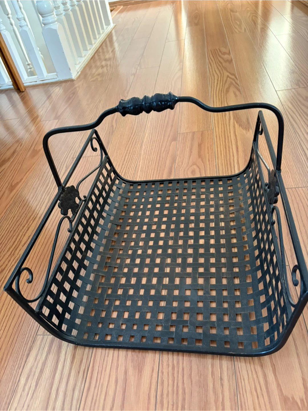 Black Metal Basket with Handle