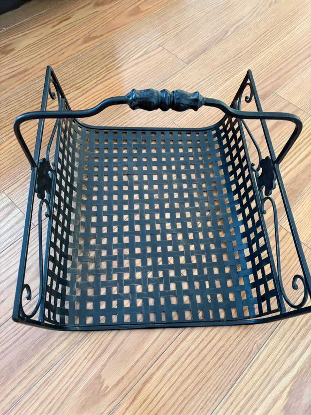 Black Metal Basket with Handle - photo 2