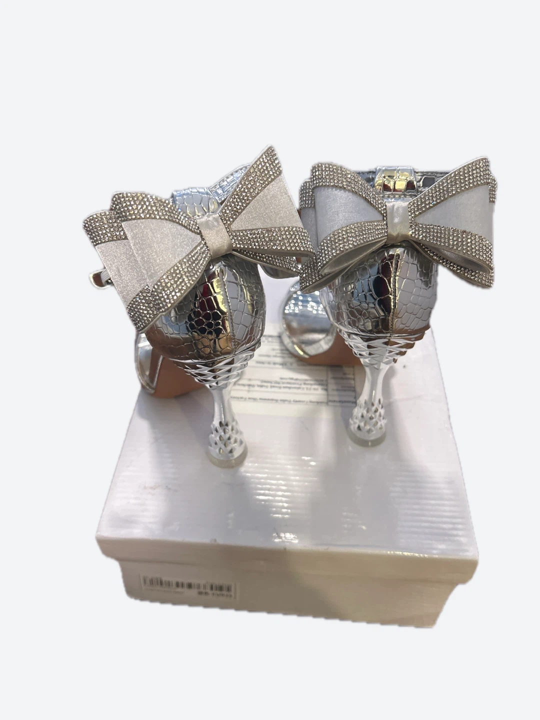 Silver Heels with Bow Detail - Size 36