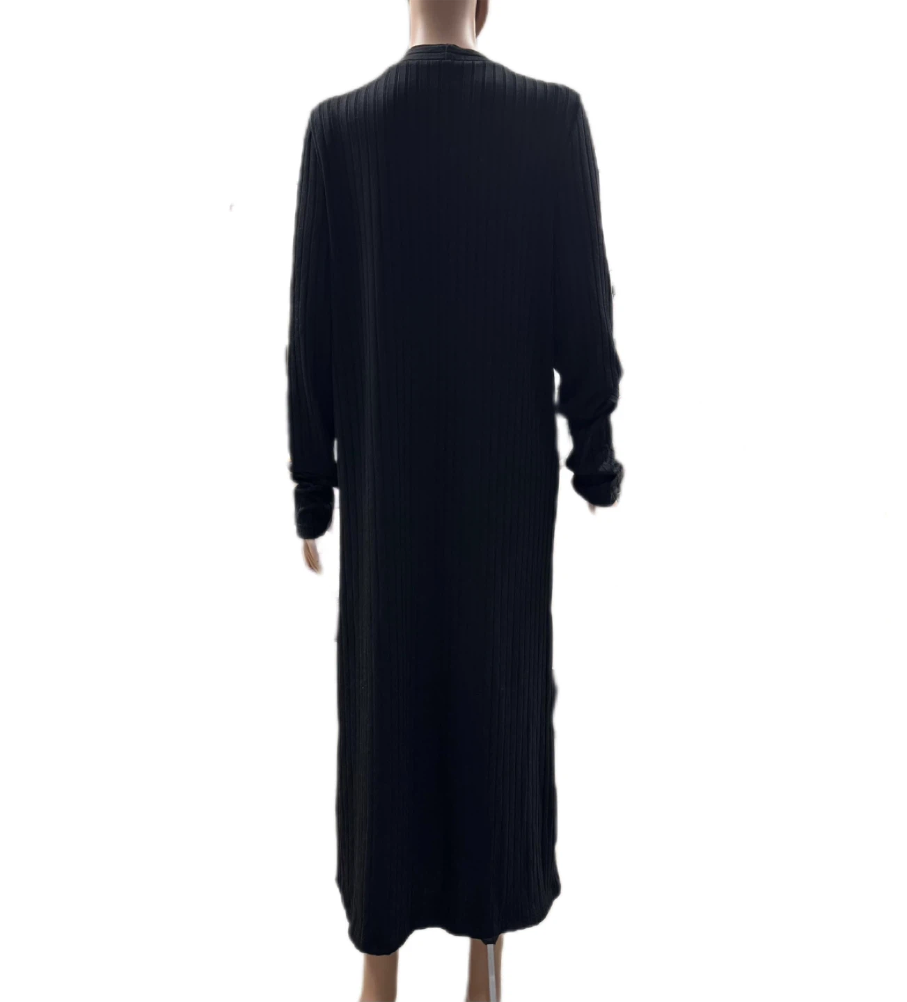 Revamped Black Ribbed Long Cardigan Dress Women XL - photo 5