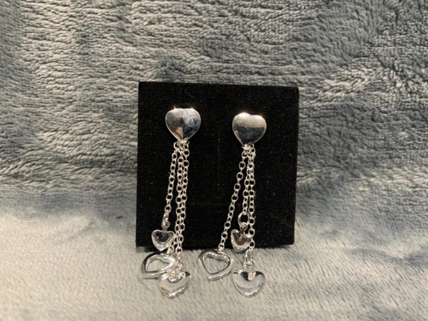 Silver Heart Dangle Earrings