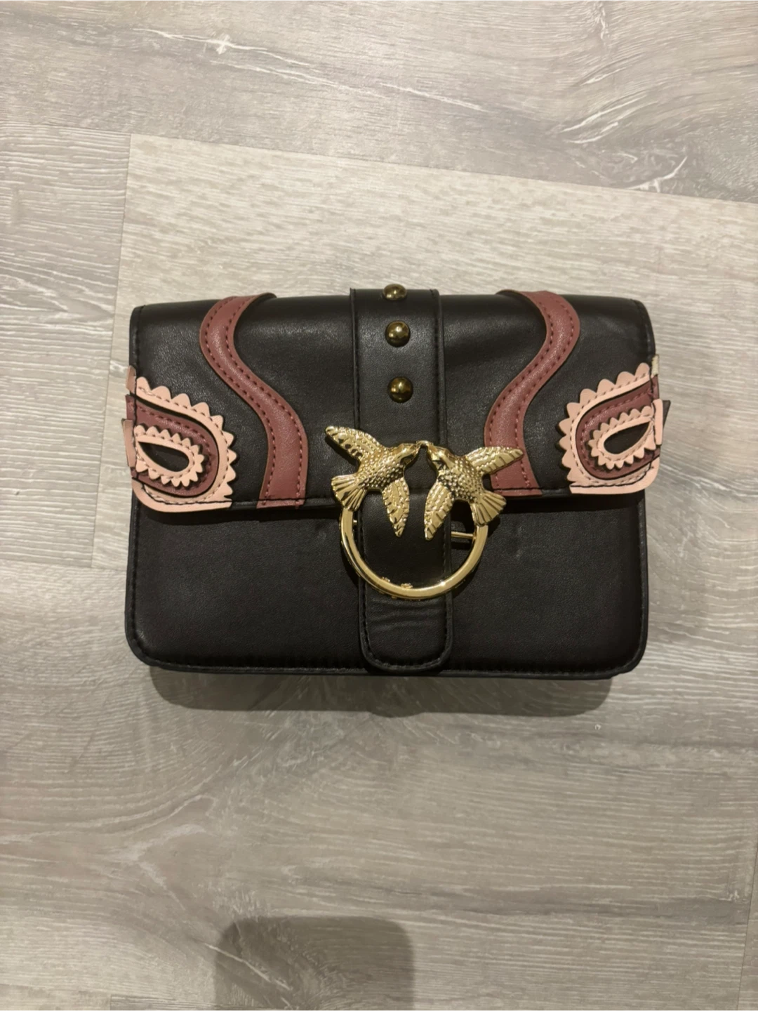 Pinko Love Bird Black Leather Bag