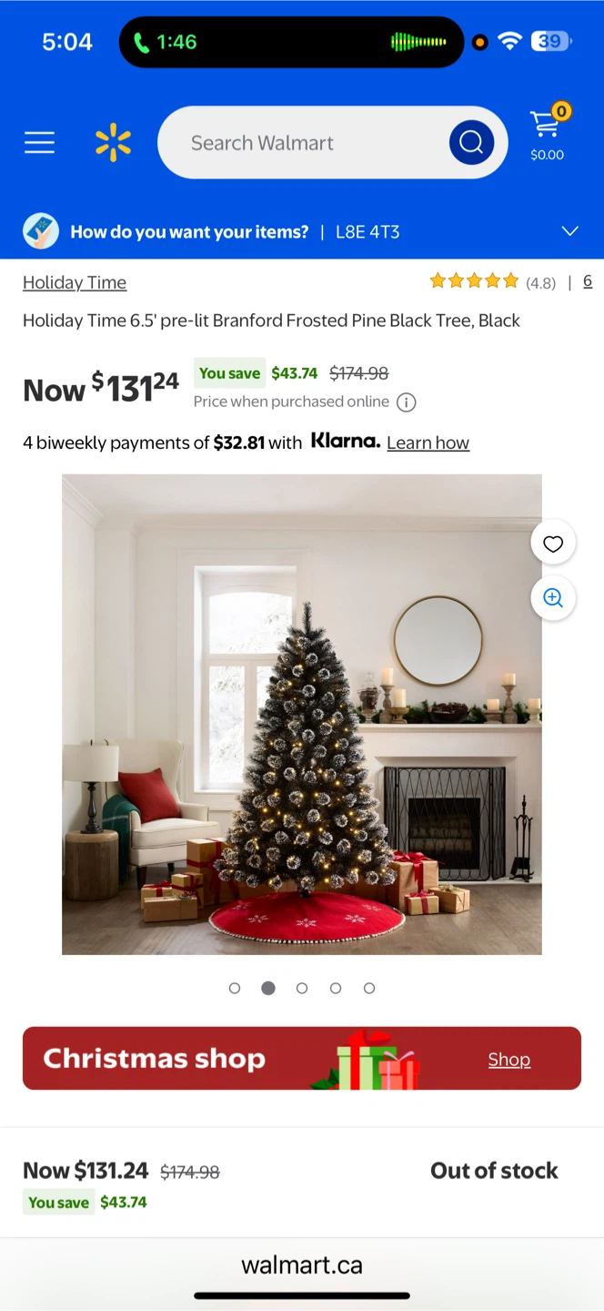 New Holiday Time 6.5' Pre-Lit Branford Frosted Pine Black Tree - photo 2