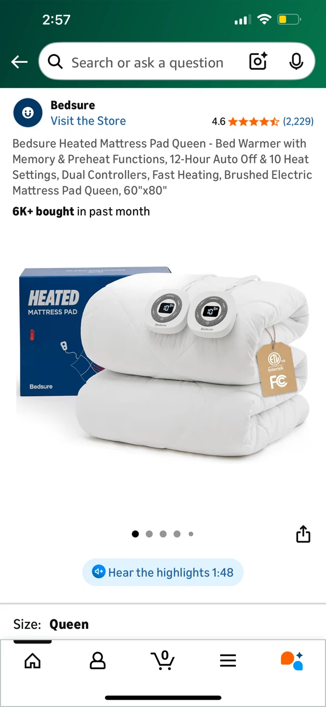 New Bedsure Heated Mattress Pad Queen