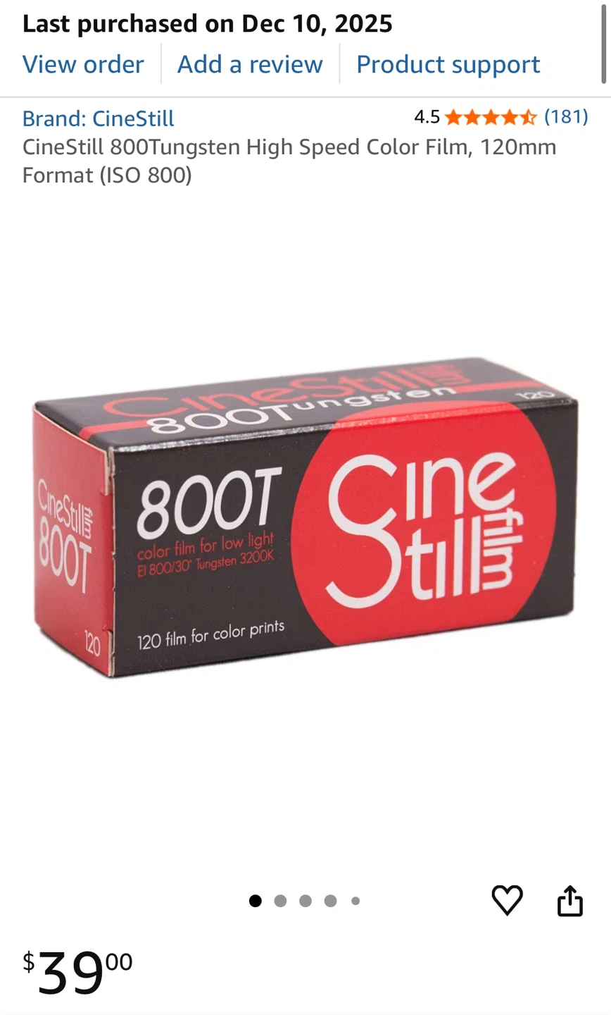 CineStill 800Tungsten 120mm Film