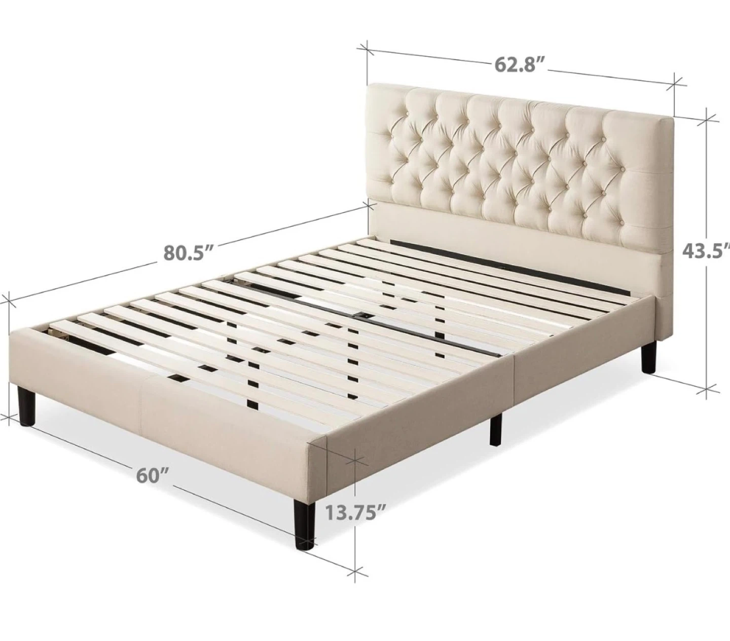 Upholstered Platform Bed Frame, Queen Size - photo 2