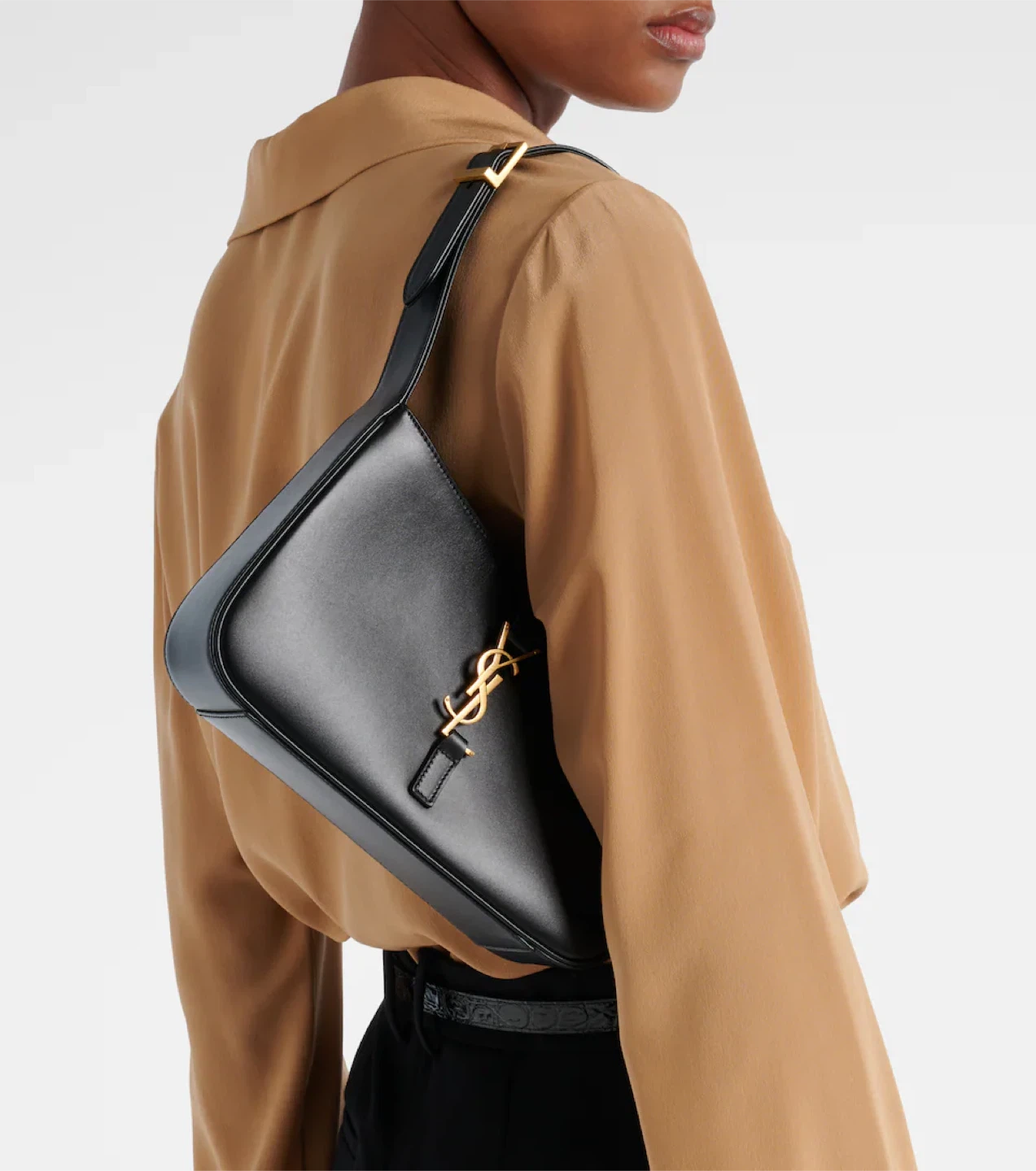 YSL Black Leather Hobo Bag