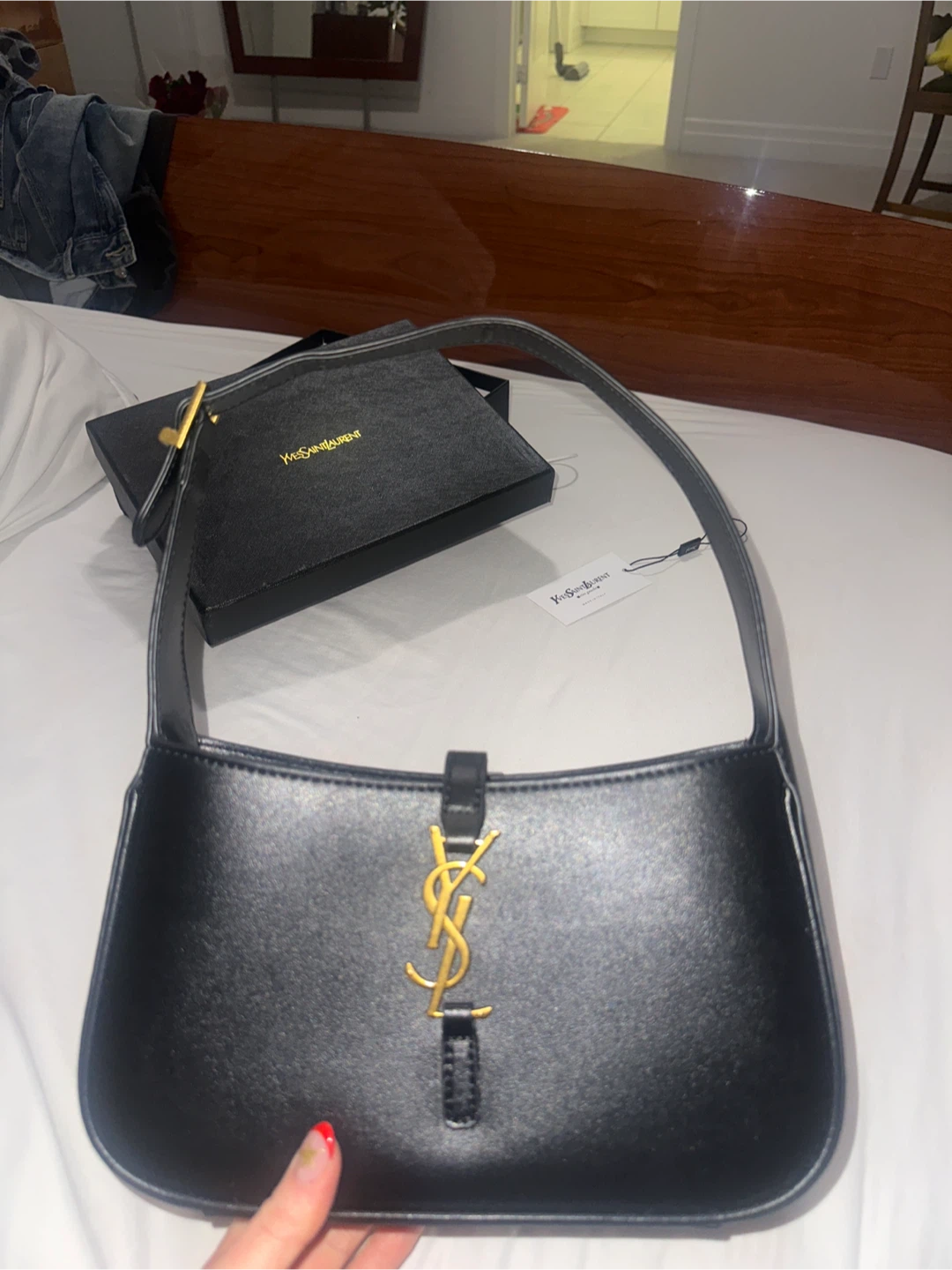 YSL Black Leather Hobo Bag - photo 3