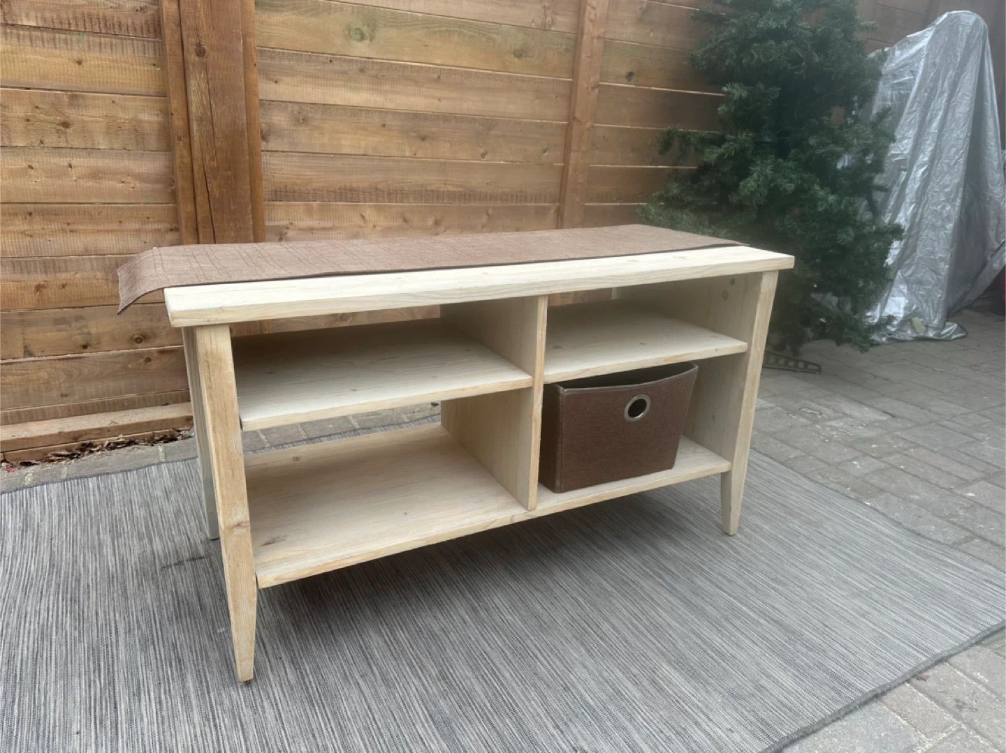 Wooden Entryway Bench with Storage - photo 3