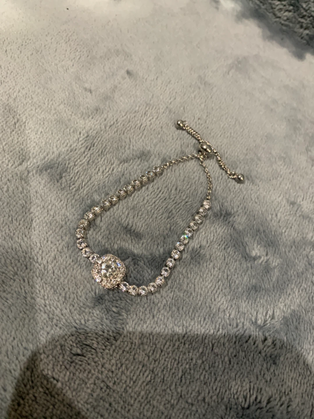 Silver  Crystal Bracelet the smaller chain is silver plated
