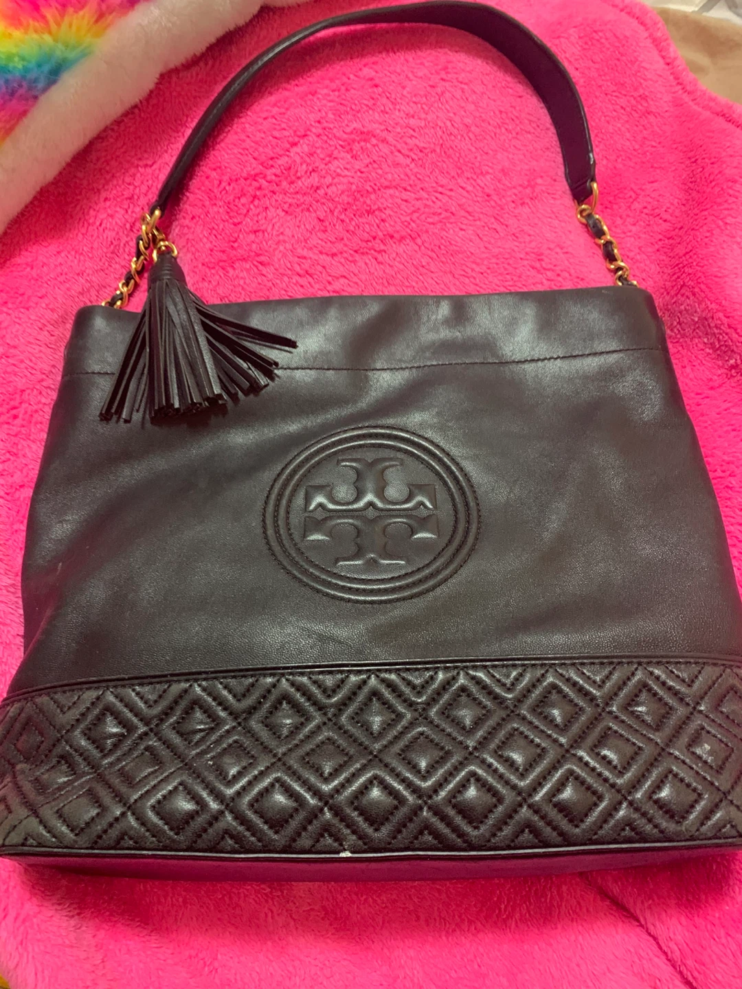 Tory Burch Black Leather Tote Bag