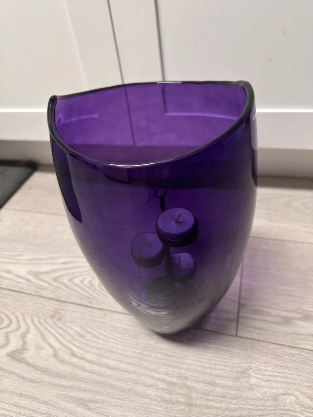 Purple Glass Vase with Candle Holder - photo 3