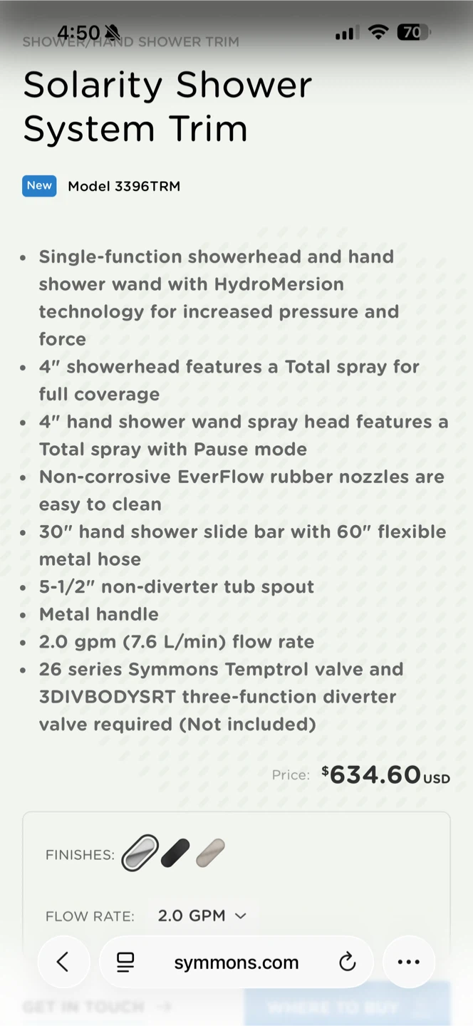 Symmons Solarity Shower System Trim - New in Box! - photo 2