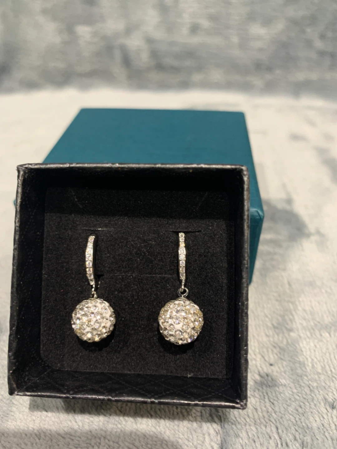 Silver 925 Crystal Ball Drop Earrings