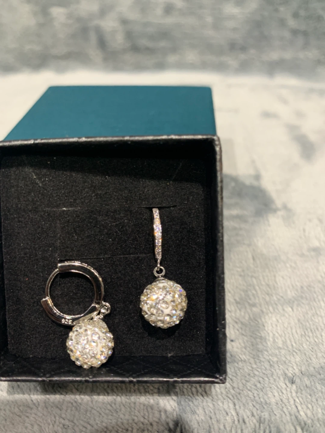 Silver 925 Crystal Ball Drop Earrings - photo 2