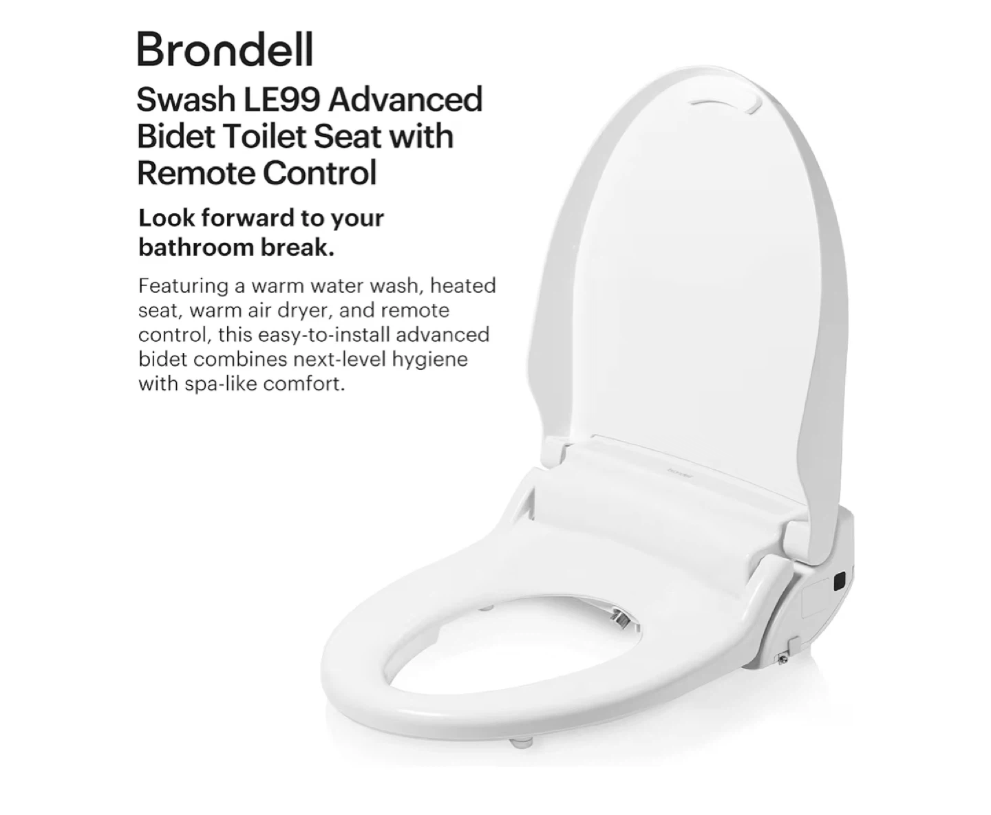 Brondell Swash LE99 Advanced Bidet Toilet Seat - Round White - photo 2