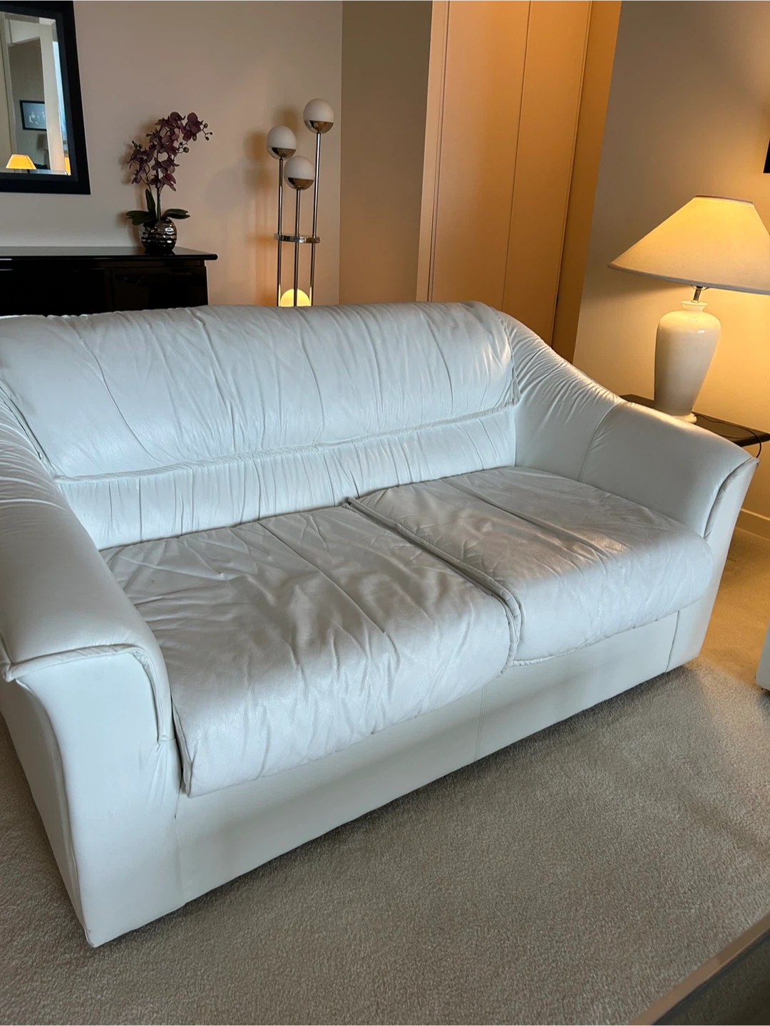 White Leather Sofa and love seat - photo 2