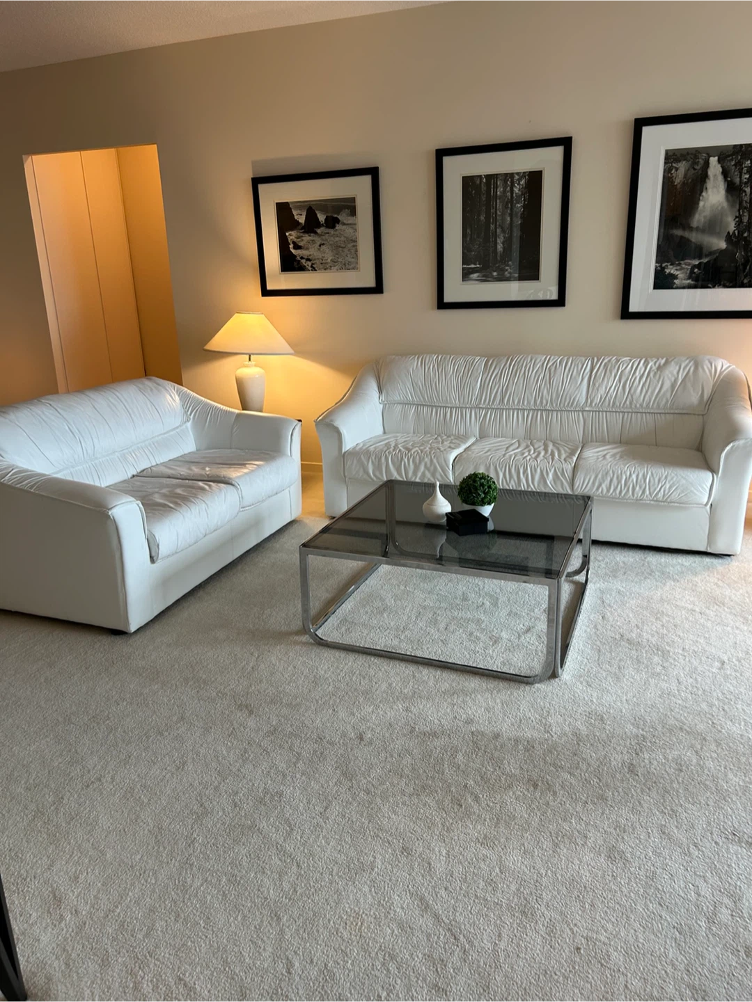 White Leather Sofa and love seat - photo 3