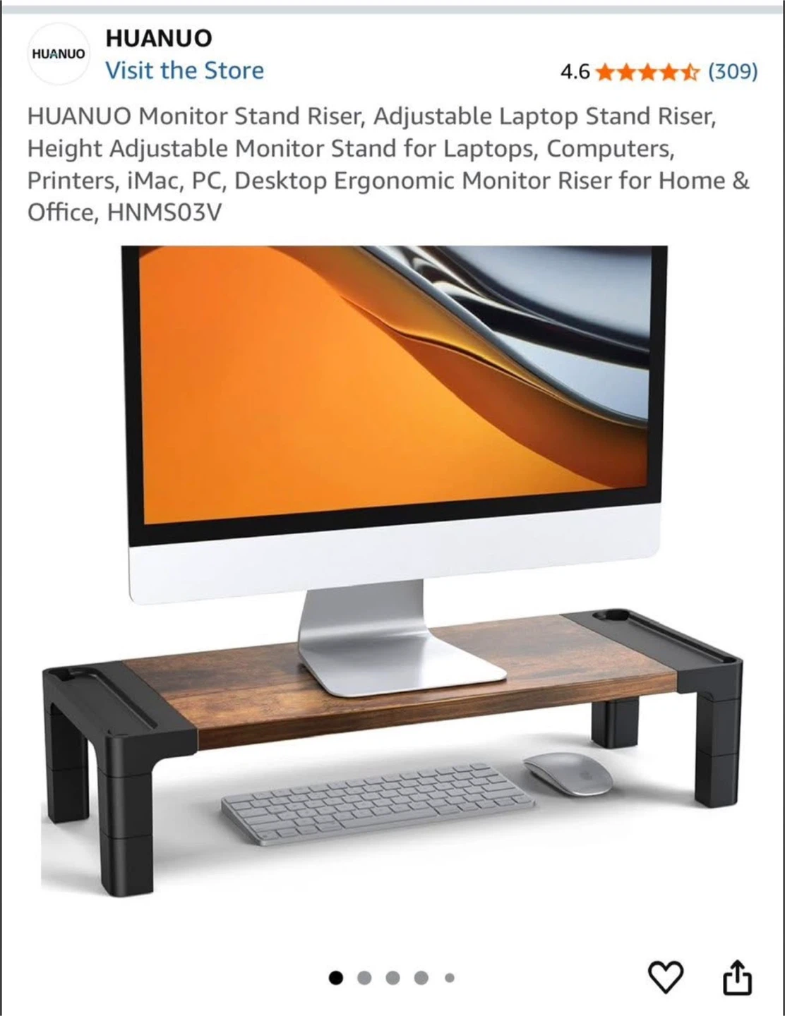 HUANUO Height Adjustable Smart Monitor Stand - New