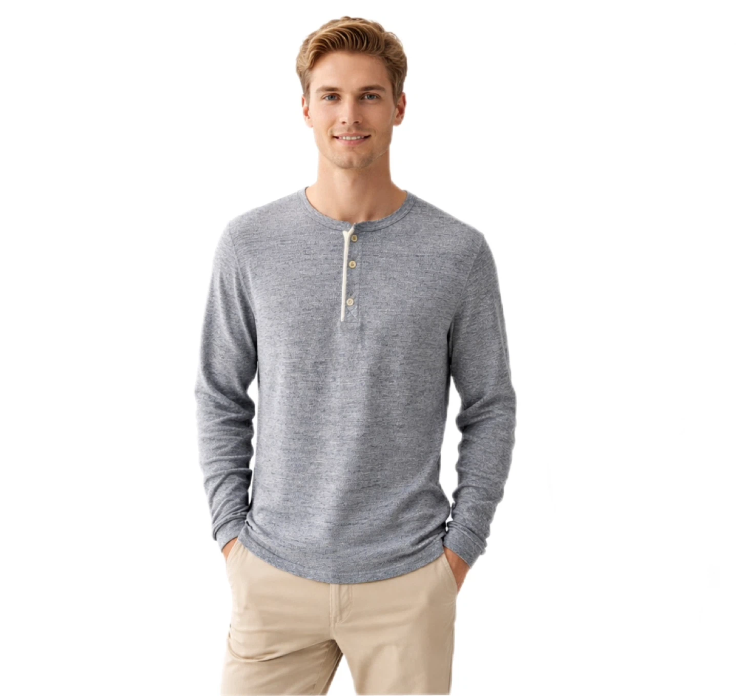 GAP Men’s Long Sleeve Henley Shirt XL Gray New With Tag - photo 2