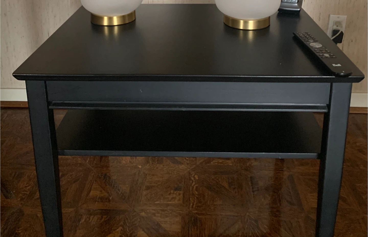 2 Black Side Tables with Shelf