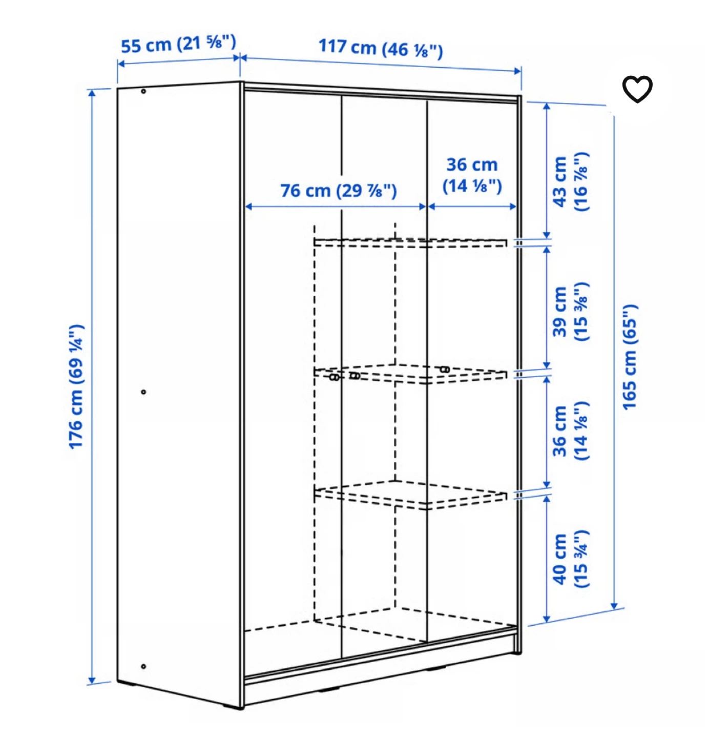 IKEA Kleppstad Wardrobe - White - photo 3