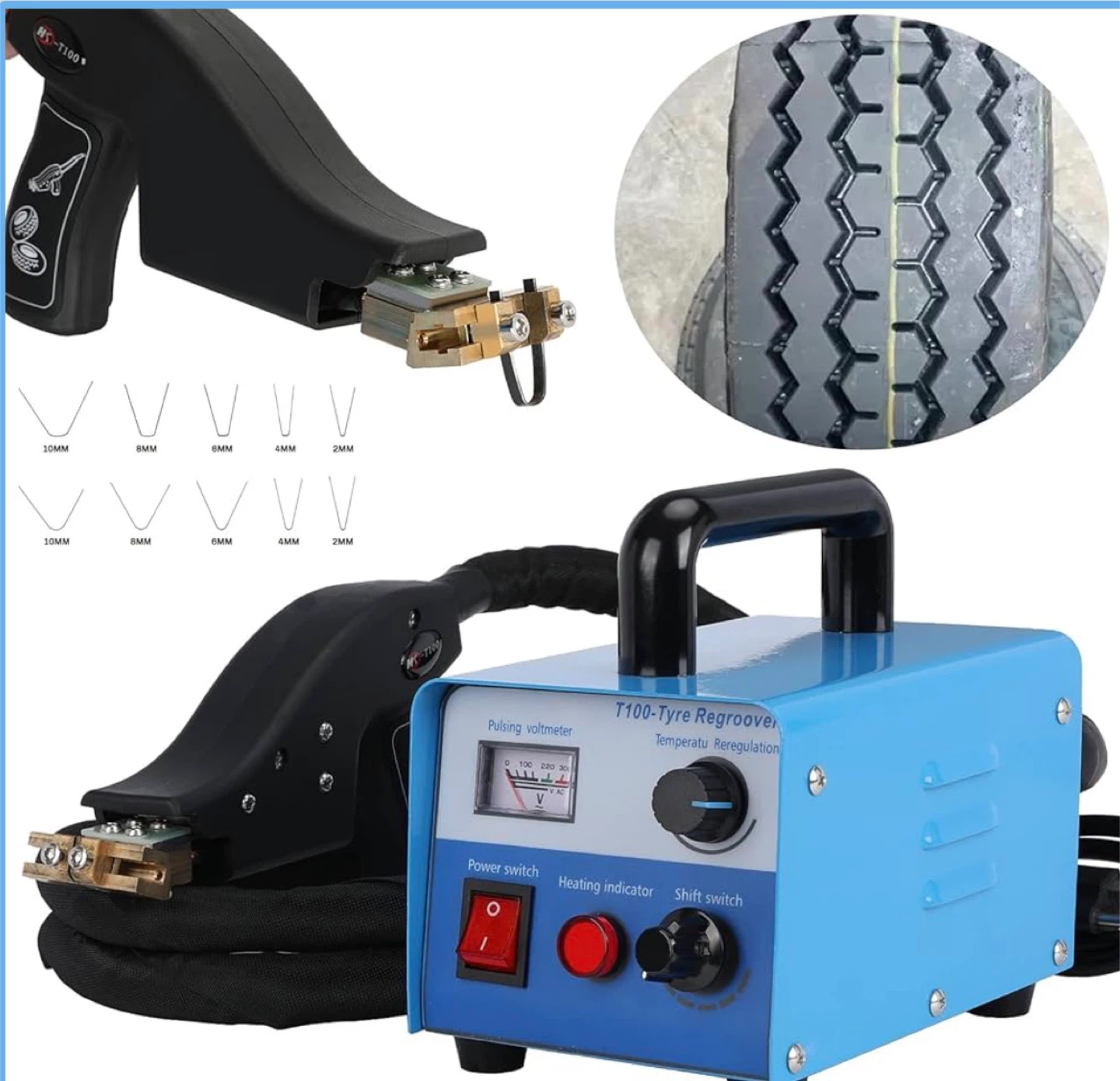 Professional Tire Groover Heated Machine with 20 pcs Blades