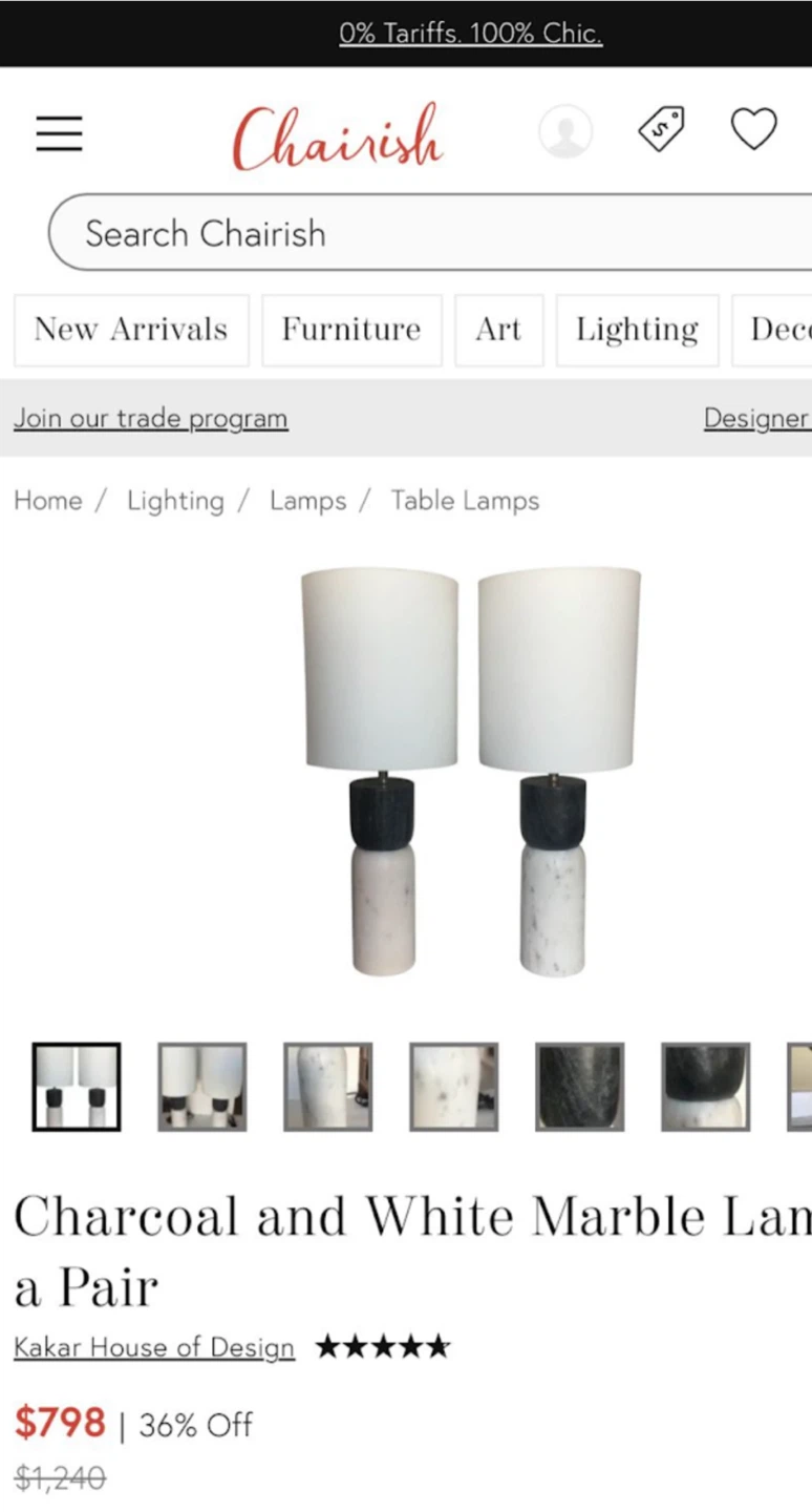 Charcoal and White Marble Lamp - photo 2