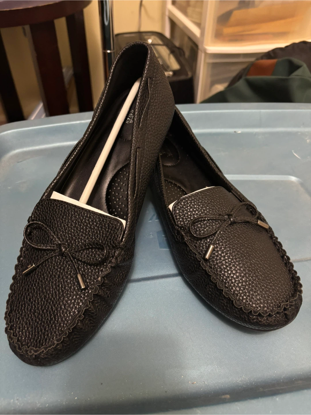 Ladies Black faux leather Loafers - Size 11