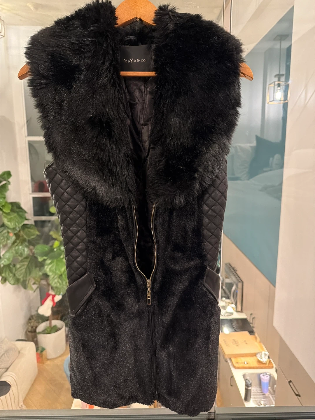 Black fur vest