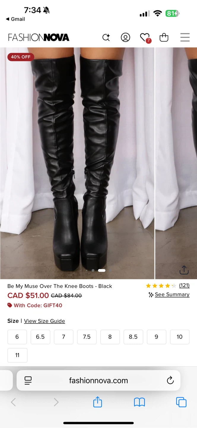 Fashion Nova Black Over The Knee Boots Size 9