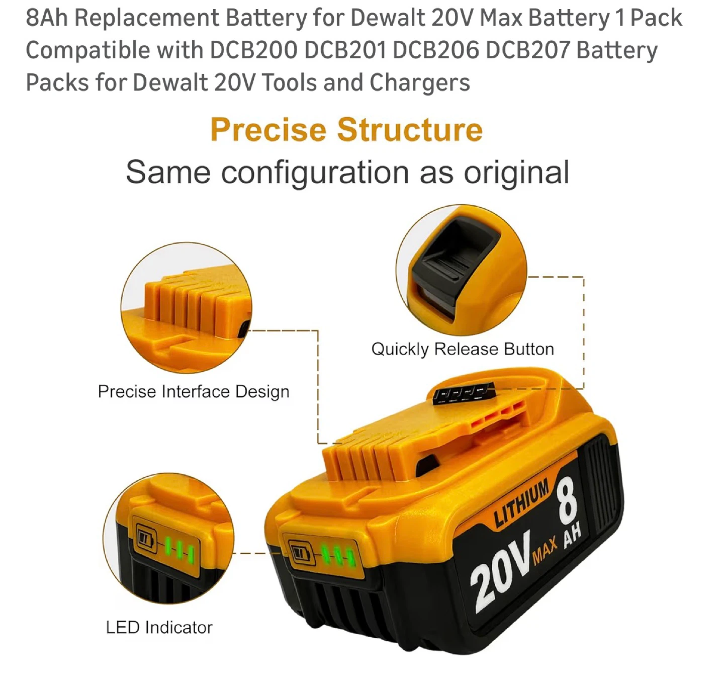 Brand New 20V Max 8Ah Replacement Battery - photo 4