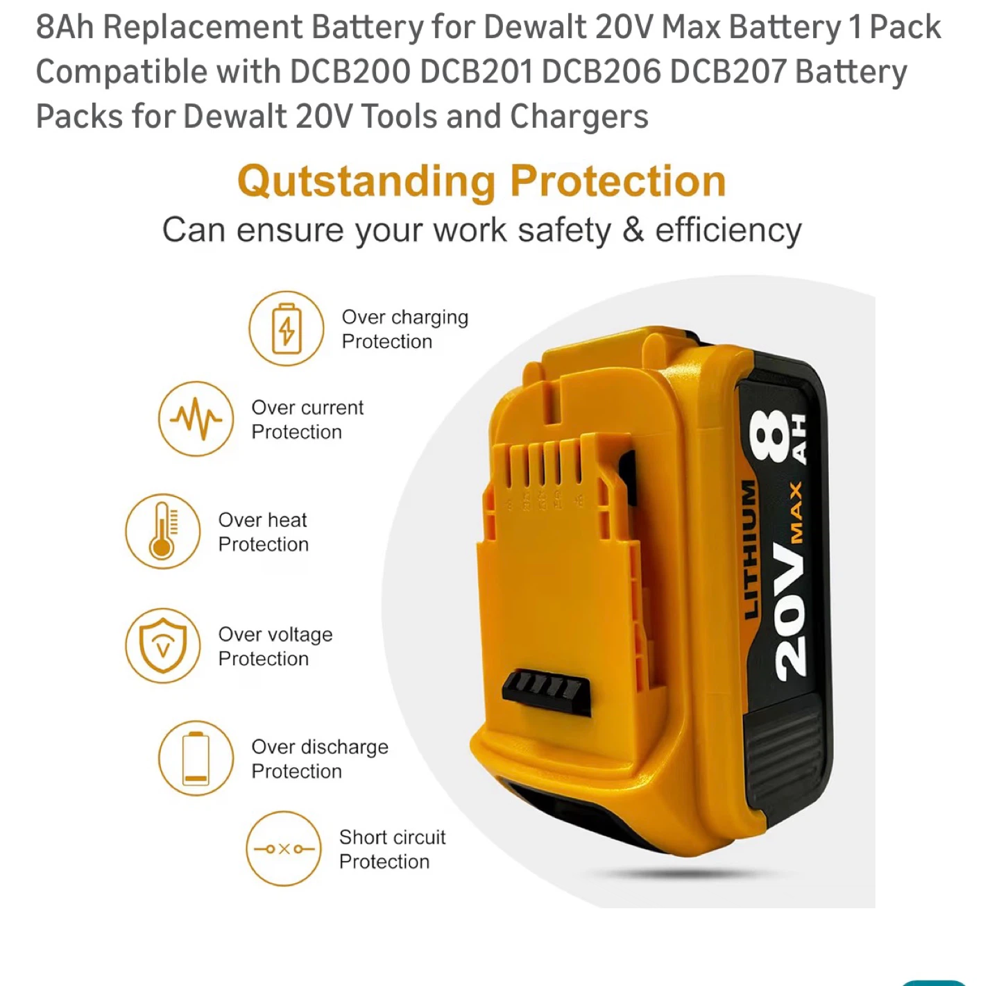 Brand New 20V Max 8Ah Replacement Battery - photo 5