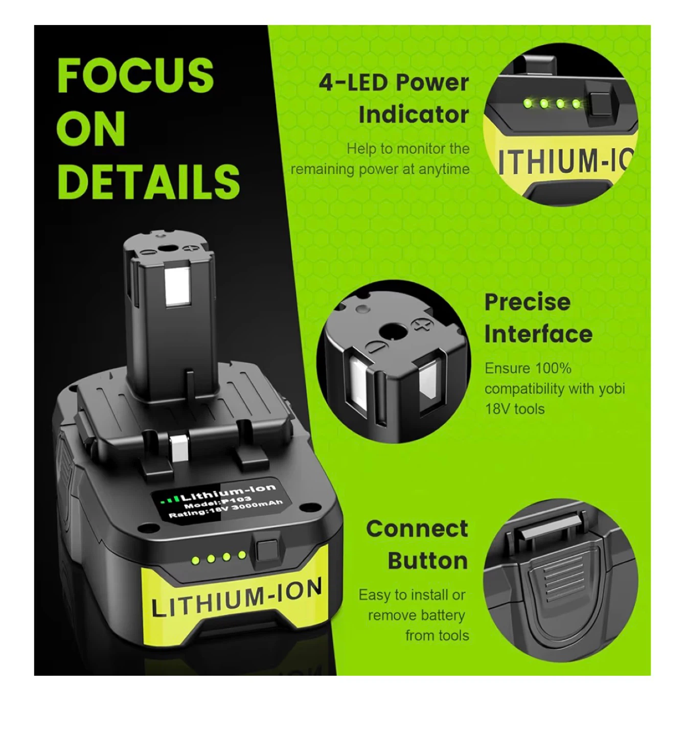 Brand New P102 P103 Lithium-Ion Battery 18V 3000mAh - photo 4