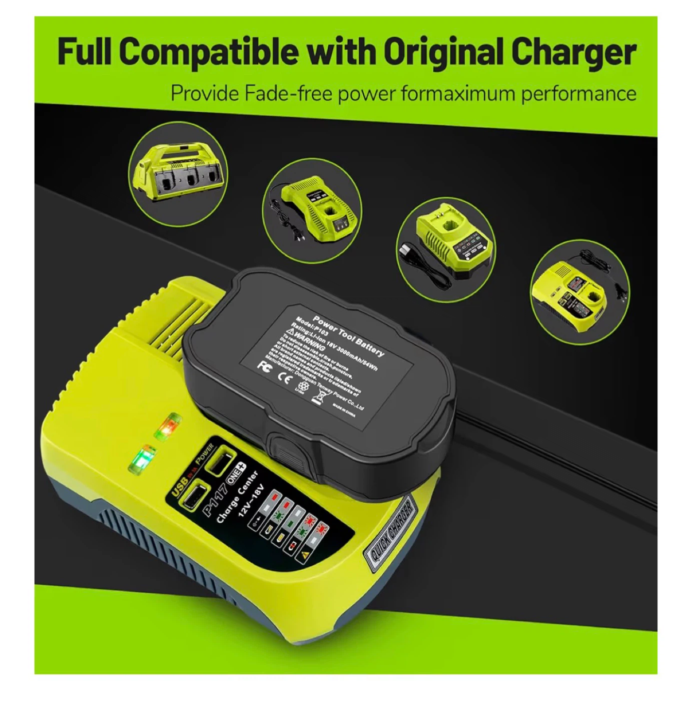 Brand New P102 P103 Lithium-Ion Battery 18V 3000mAh - photo 5