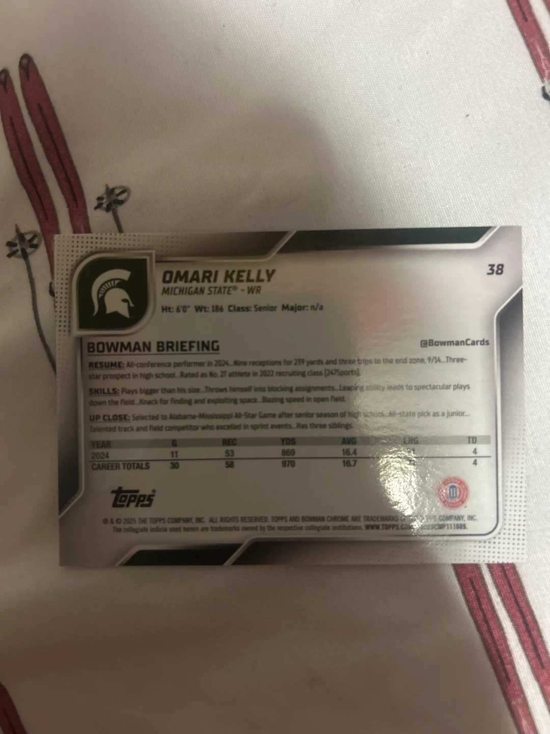 Omar Kelly Michigan State Football Card - photo 2
