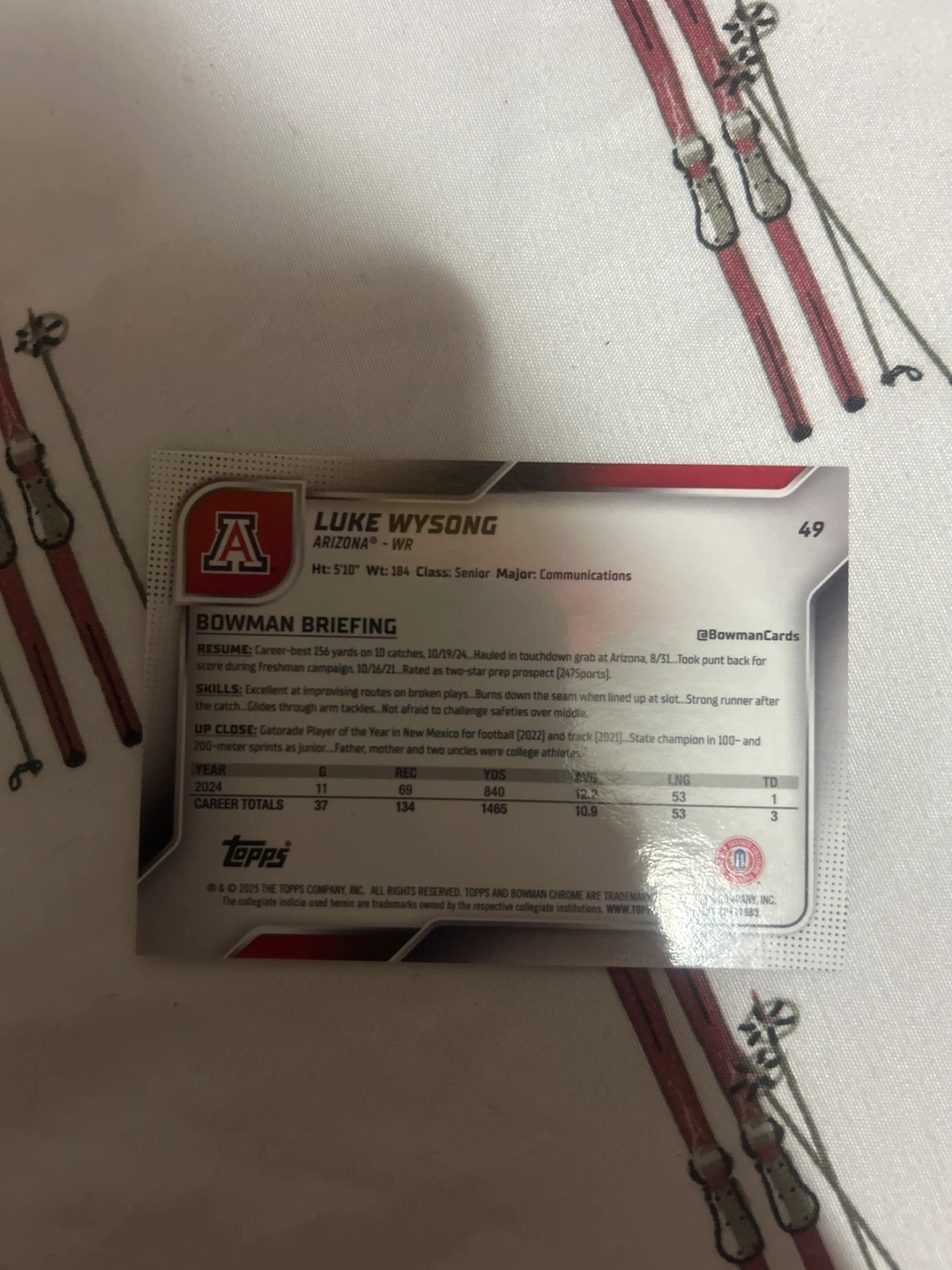 Luke Wysong Bowman Chrome Football Card - photo 2